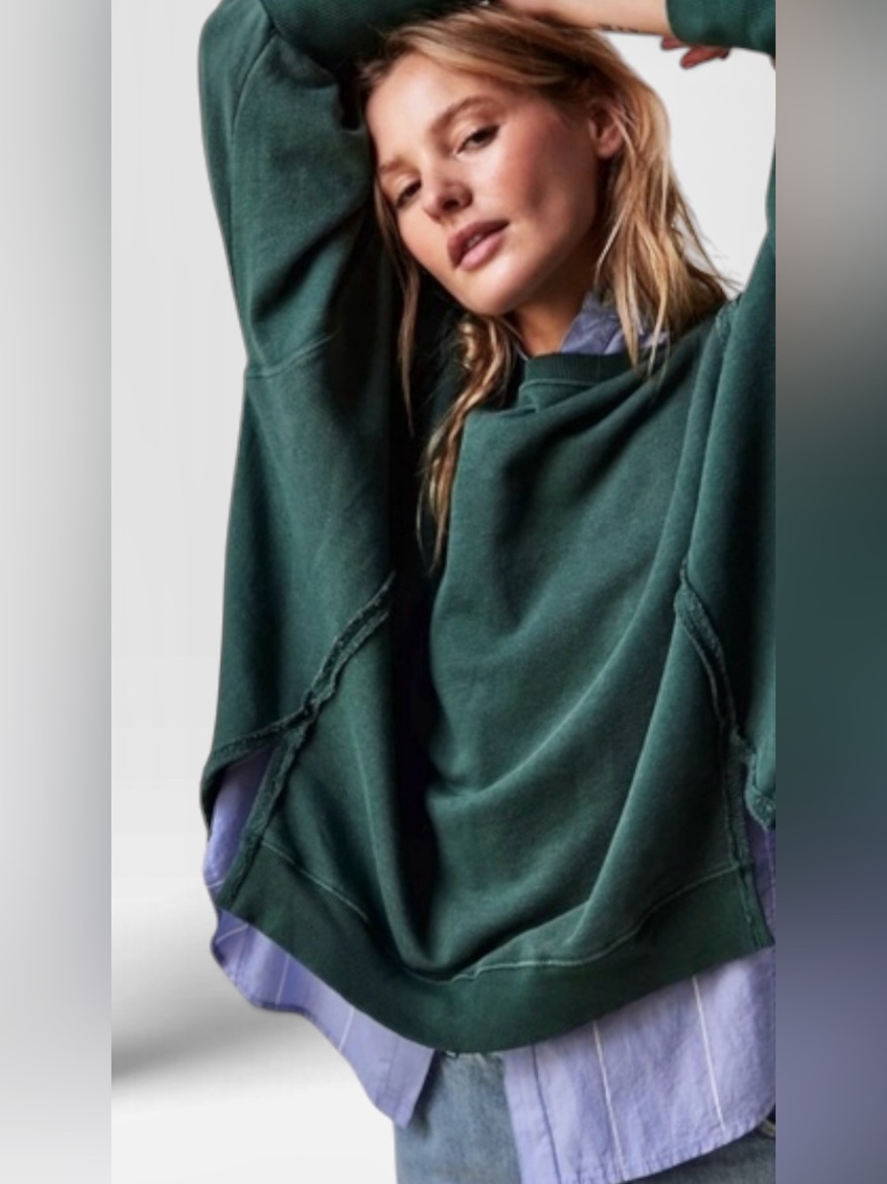 NWT Free People x We The Free Camden Sweatshirt in Teal - Picture 4 of 12